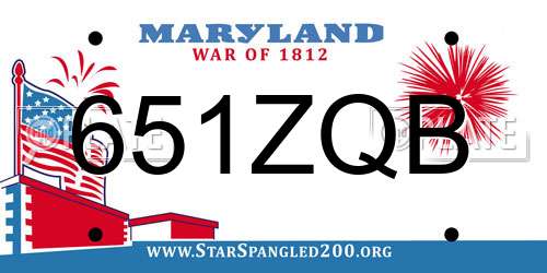 651ZQB Maryland License Plate