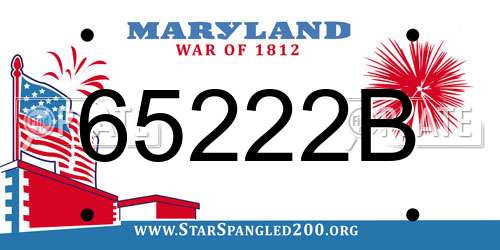65222B Maryland License Plate