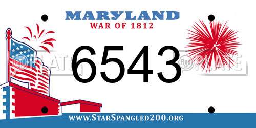 6543 Maryland License Plate