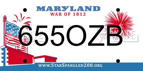 655OZB Maryland License Plate