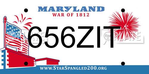 656ZIT Maryland License Plate
