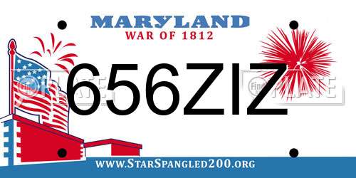 656ZIZ Maryland License Plate
