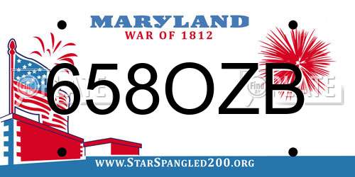 658OZB Maryland License Plate