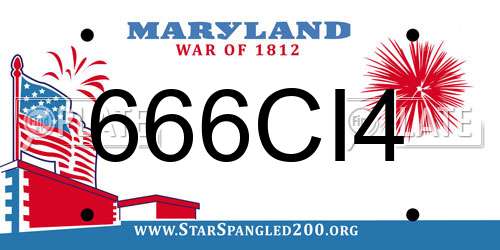 666CI4 Maryland License Plate