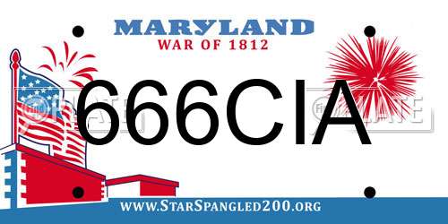 666CIA Maryland License Plate