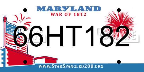 66HT182 Maryland License Plate