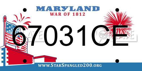 67031CE Maryland License Plate