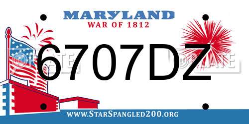 6707DZ Maryland License Plate