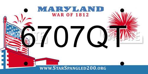 6707QT Maryland License Plate