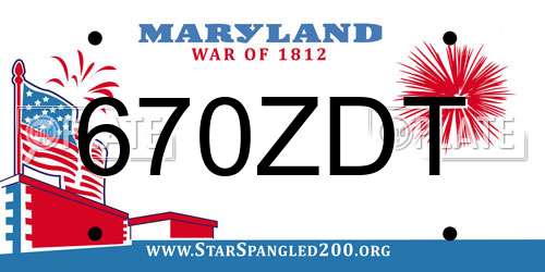 670ZDT Maryland License Plate