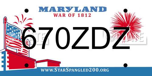670ZDZ Maryland License Plate