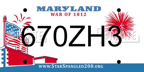 670ZH3 Maryland License Plate