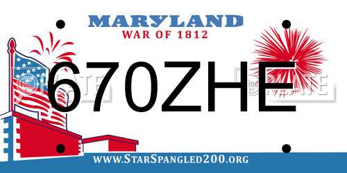 670ZHE Maryland License Plate