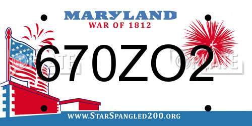 670ZO2 Maryland License Plate