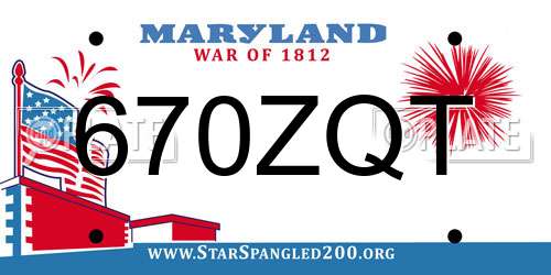 670ZQT Maryland License Plate