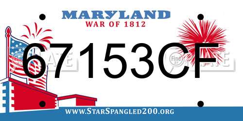 67153CF Maryland License Plate