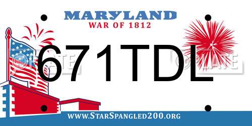 671TDL Maryland License Plate