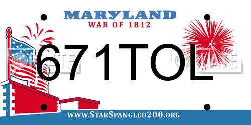 671TOL Maryland License Plate