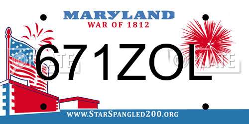 671ZOL Maryland License Plate