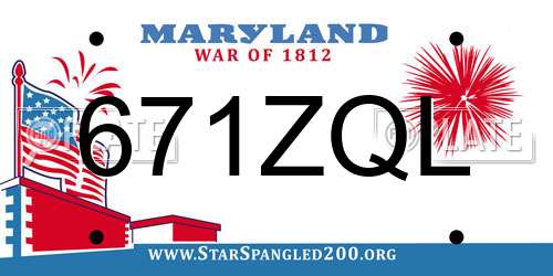 671ZQL Maryland License Plate