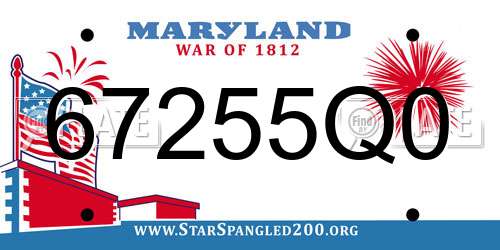 67255Q0 Maryland License Plate