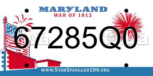 67285Q0 Maryland License Plate