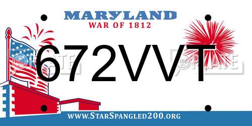 672VVT Maryland License Plate
