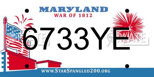 6733YE Maryland License Plate