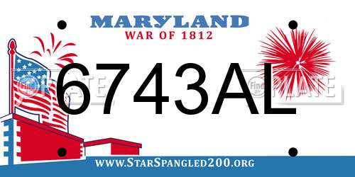 6743AL Maryland License Plate