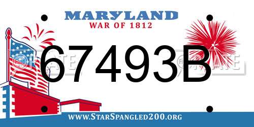67493B Maryland License Plate