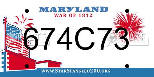 674C73 Maryland License Plate