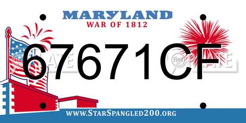 67671CF Maryland License Plate