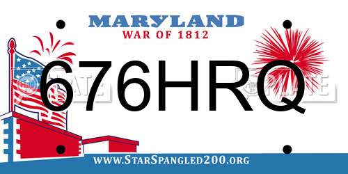 676HRQ Maryland License Plate