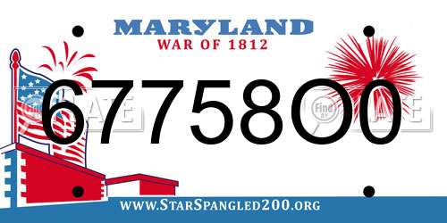 67758O0 Maryland License Plate