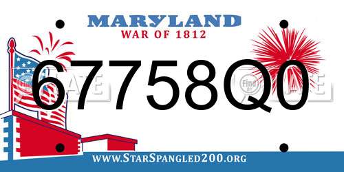 67758Q0 Maryland License Plate
