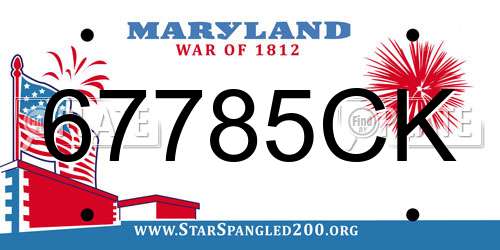 67785CK Maryland License Plate