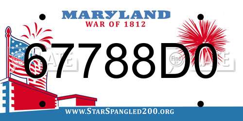 67788D0 Maryland License Plate