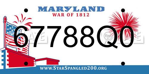 67788Q0 Maryland License Plate