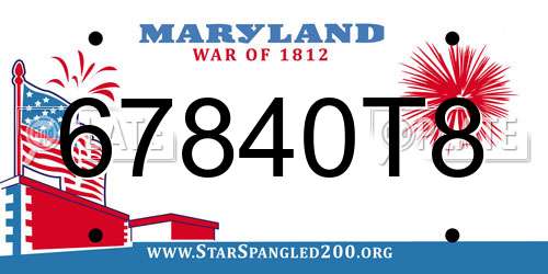 67840T8 Maryland License Plate