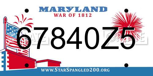 67840Z5 Maryland License Plate