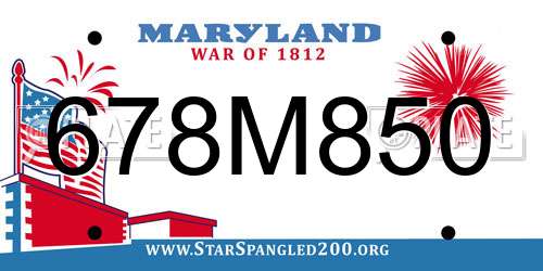 678M850 Maryland License Plate