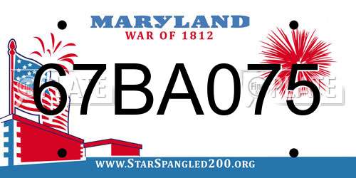 67BA075 Maryland License Plate