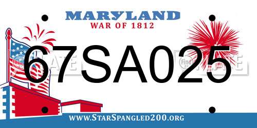 67SA025 Maryland License Plate