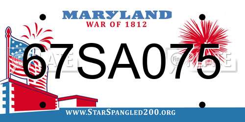 67SA075 Maryland License Plate