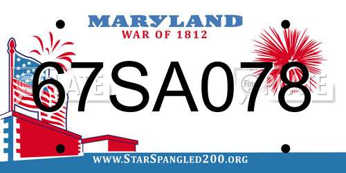 67SA078 Maryland License Plate