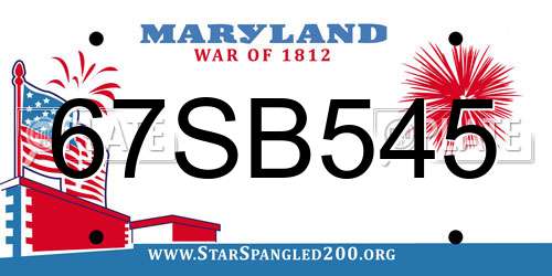 67SB545 Maryland License Plate