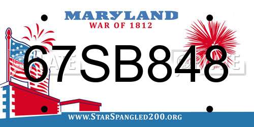 67SB848 Maryland License Plate