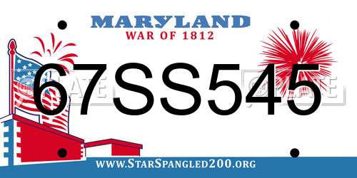 67SS545 Maryland License Plate