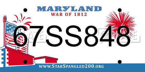 67SS848 Maryland License Plate