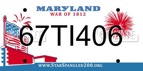 67TI406 Maryland License Plate